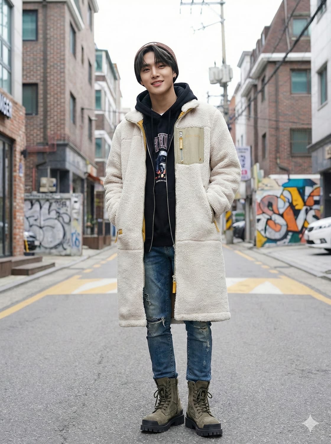 에디바우어 뽀글이 롱 플리스 코트_S 상품이미지1