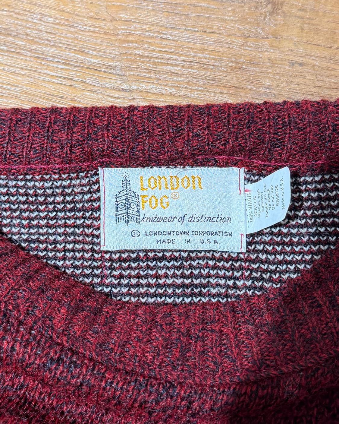 런던포그 버건디 리프 프린트 패턴 니트 스웨터 상품이미지8