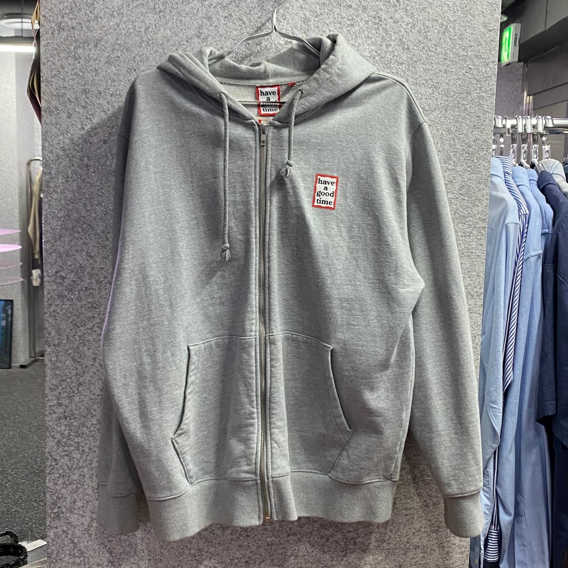 해브어 굿타임 박스로고 박시핏 후드 집업 B3507 상품이미지2