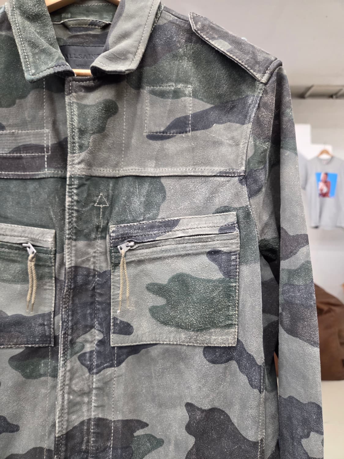 All saints 올세인츠 염소가죽 카모 레더자켓 상품이미지6