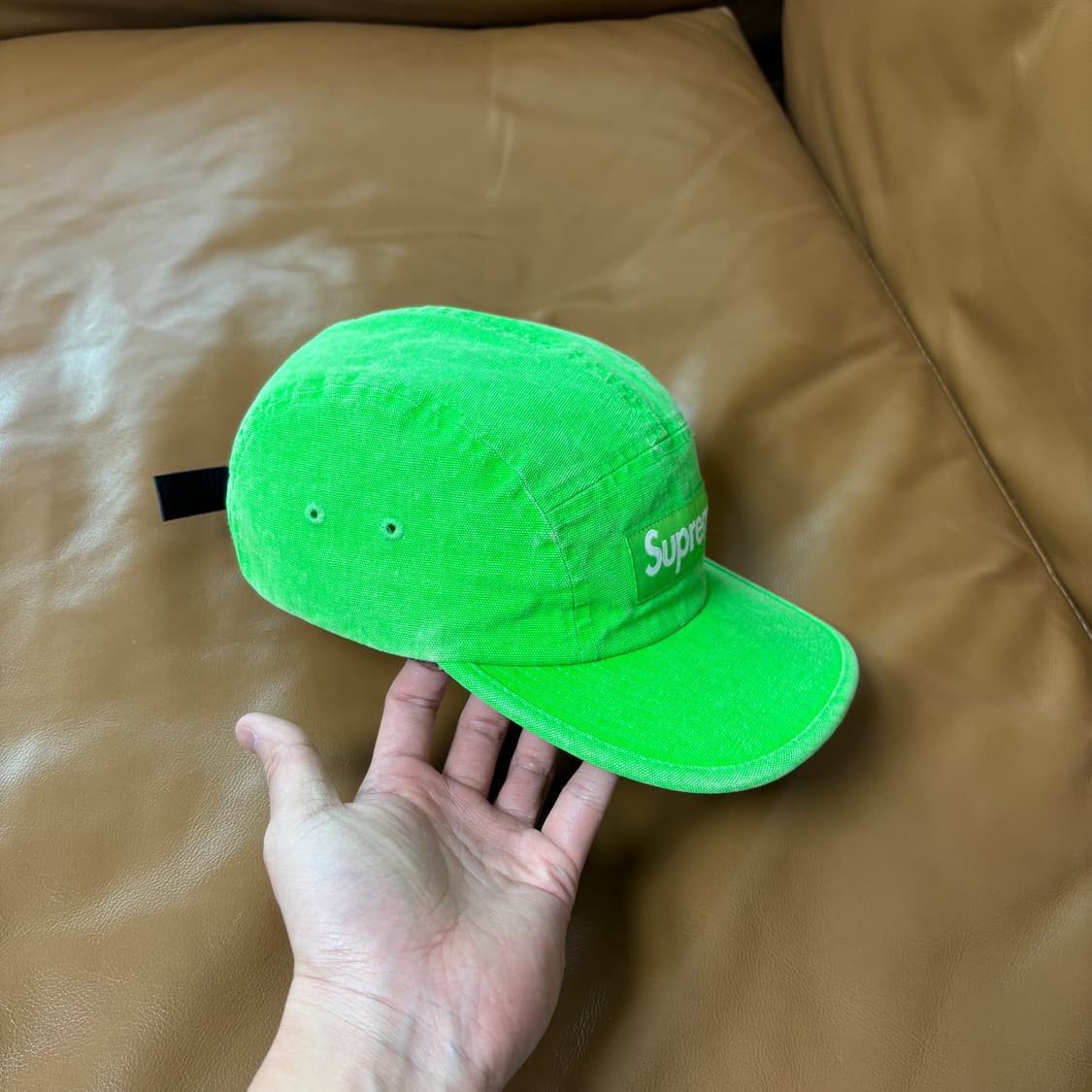 슈프림 캠프캡 모자 박스로고 워시드 캔버스 그린 상품이미지3