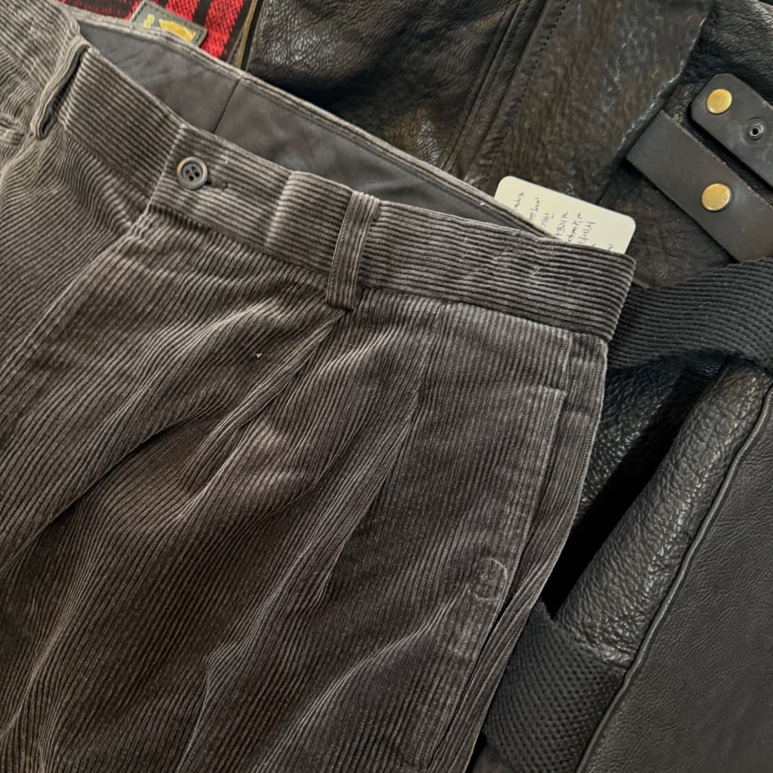 90S 이세이미야케 코튼라벨 차콜 그레이 코듀로이 팬츠 바지 34 상품이미지4