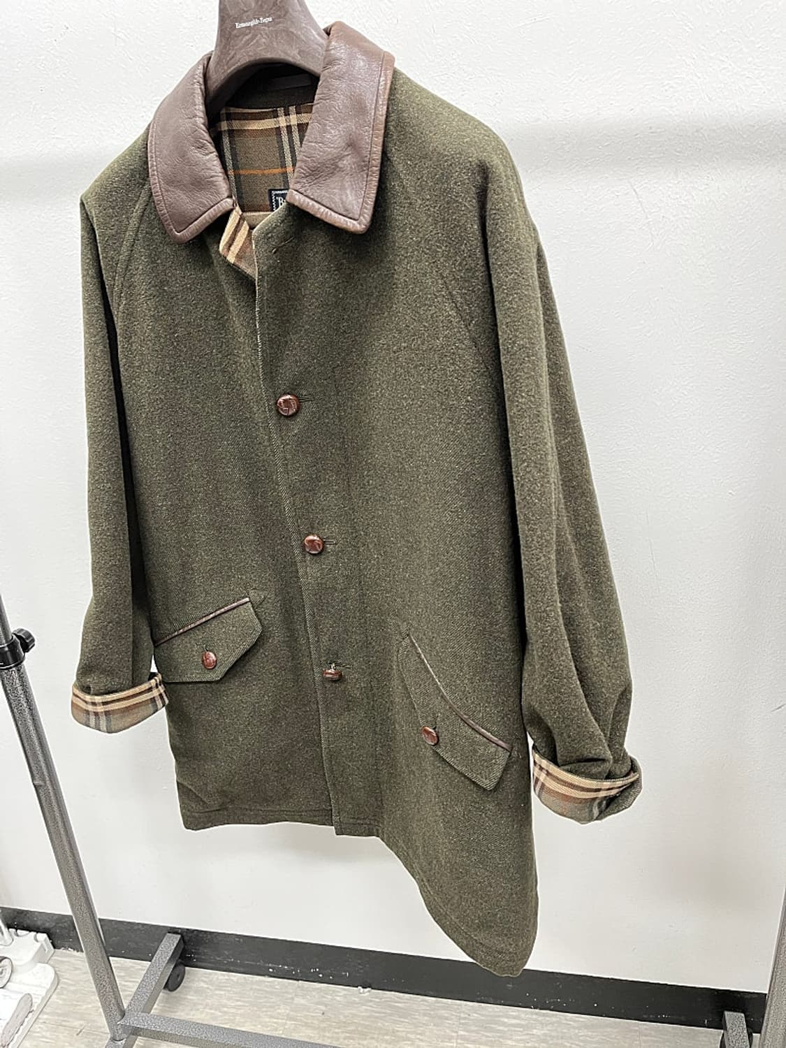 105) 버버리 90s 레더카라 울코트  상품이미지5