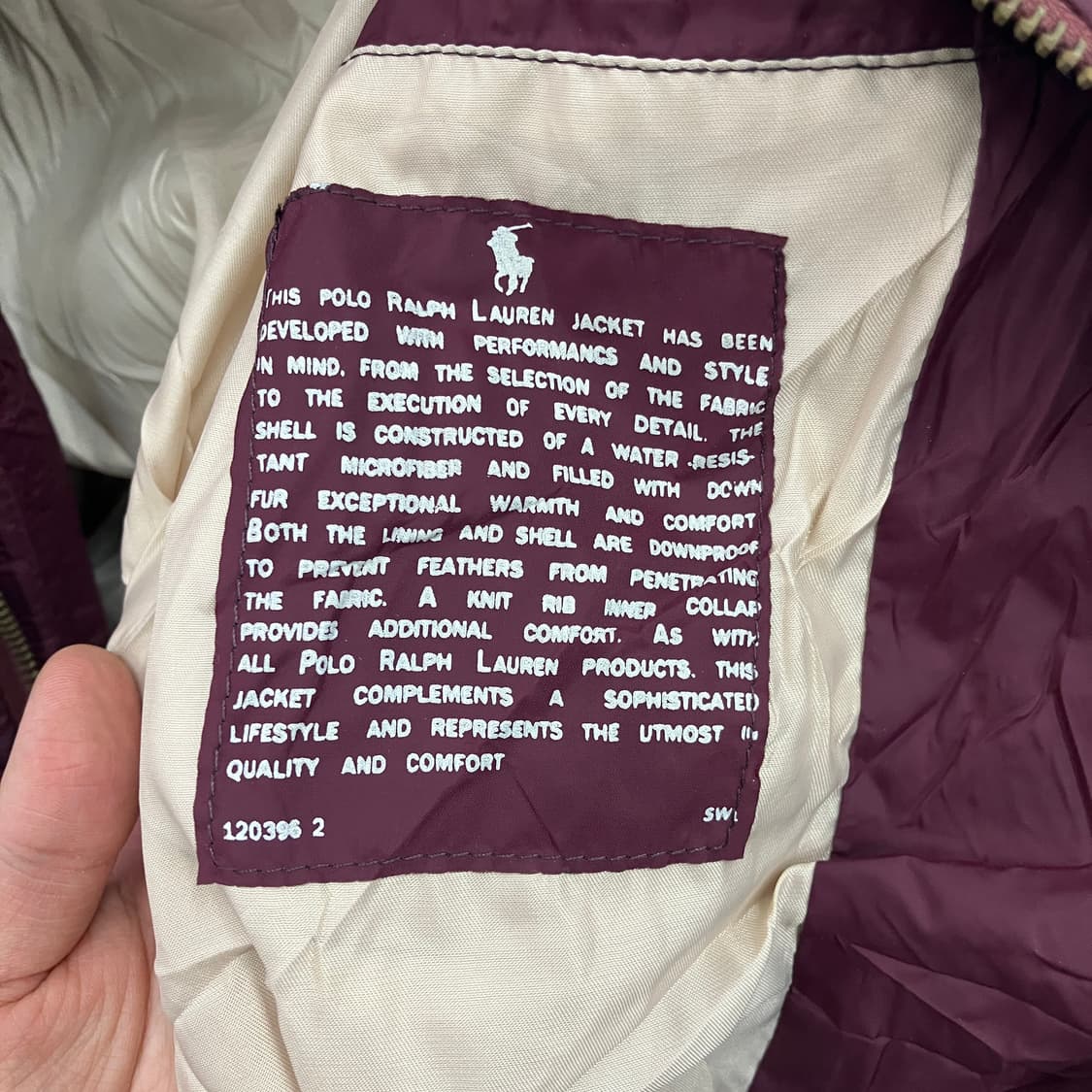 폴로 랄프로렌 버건디 UK 패딩 점퍼 M 상품이미지9