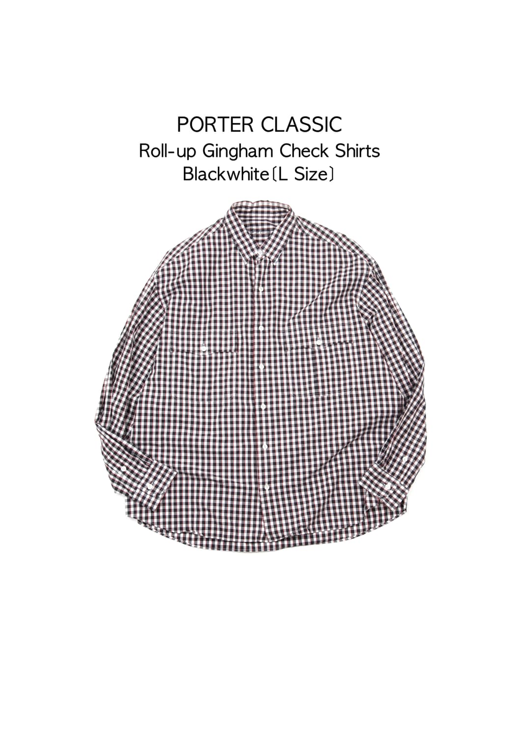 Porter classic 롤업 깅엄체크셔츠 블랙화이트 상품이미지1