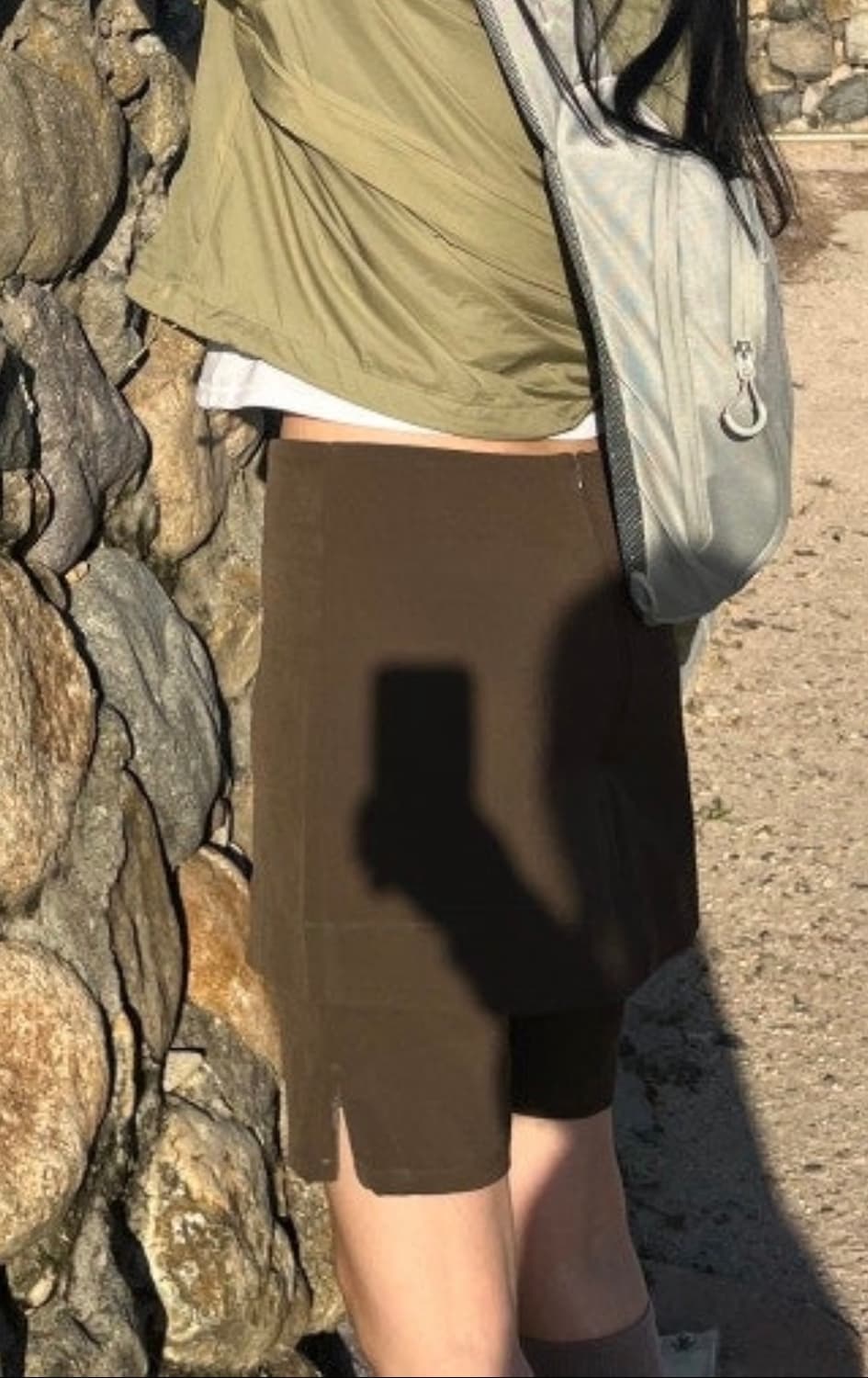 파르티멘토 (브라운/단종)슬릿지퍼포인트 미디스코트팬츠 상품이미지3