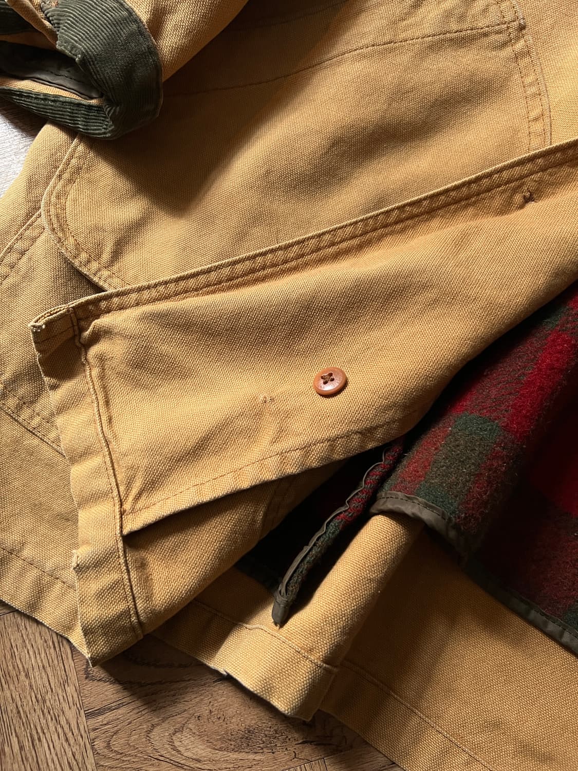 [2XL]90's 엘엘빈 USA Made 울 체크 라이닝 브라운 헌팅자켓 상품이미지5