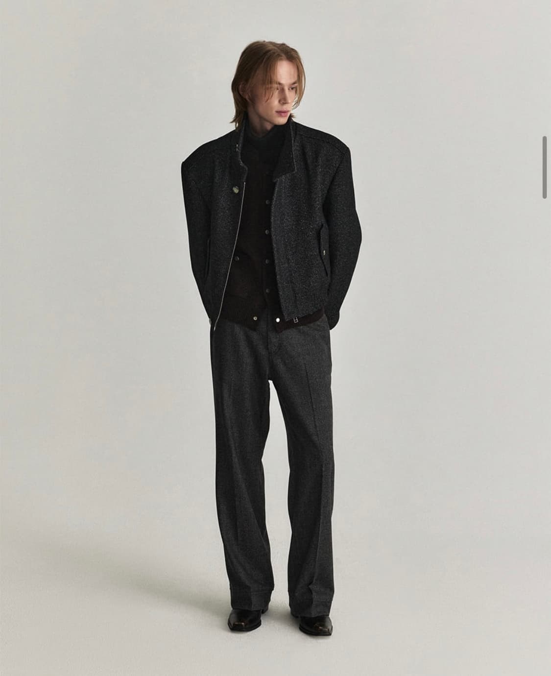 웨이비니스 하이 넥 카라 자켓 블랙 상품이미지2