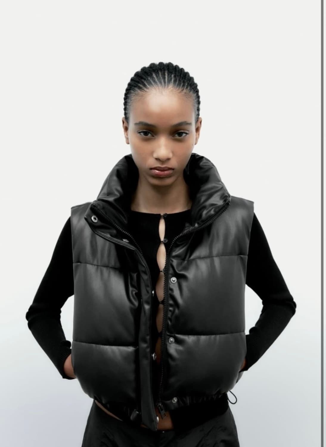 자라 레더 패딩조끼 블랙 xs 상품이미지1