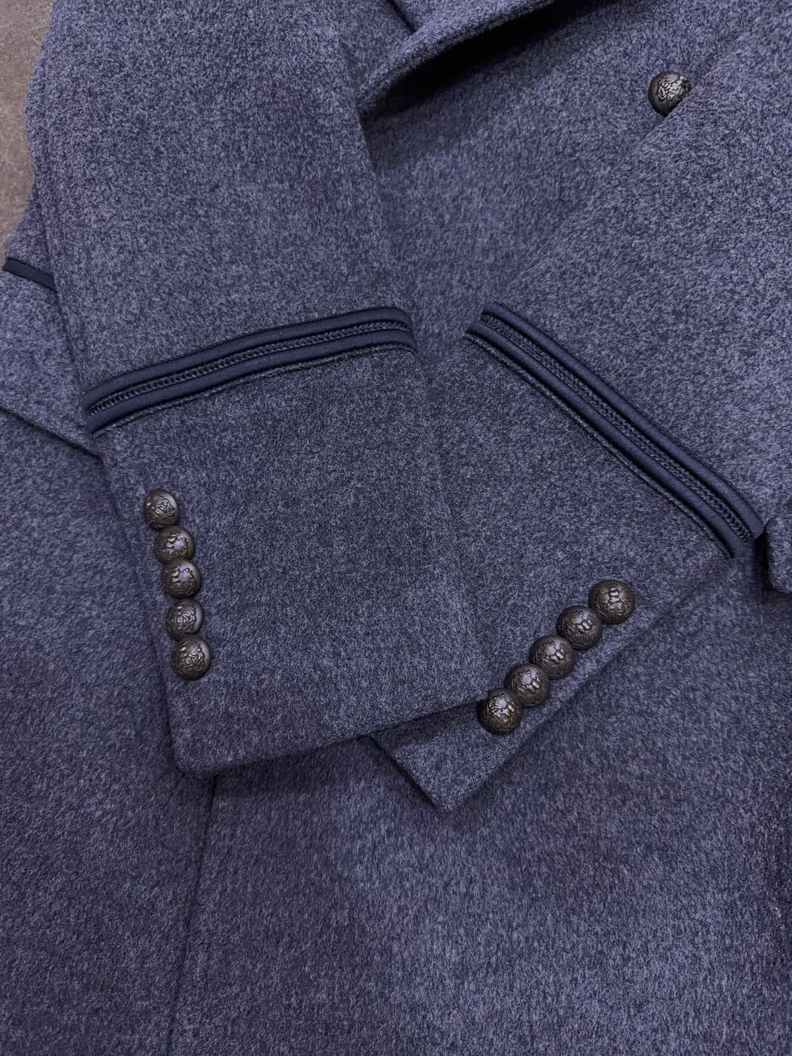 타임옴므 더블 블레스트 견장 울 코트 그레이 105 상품이미지7