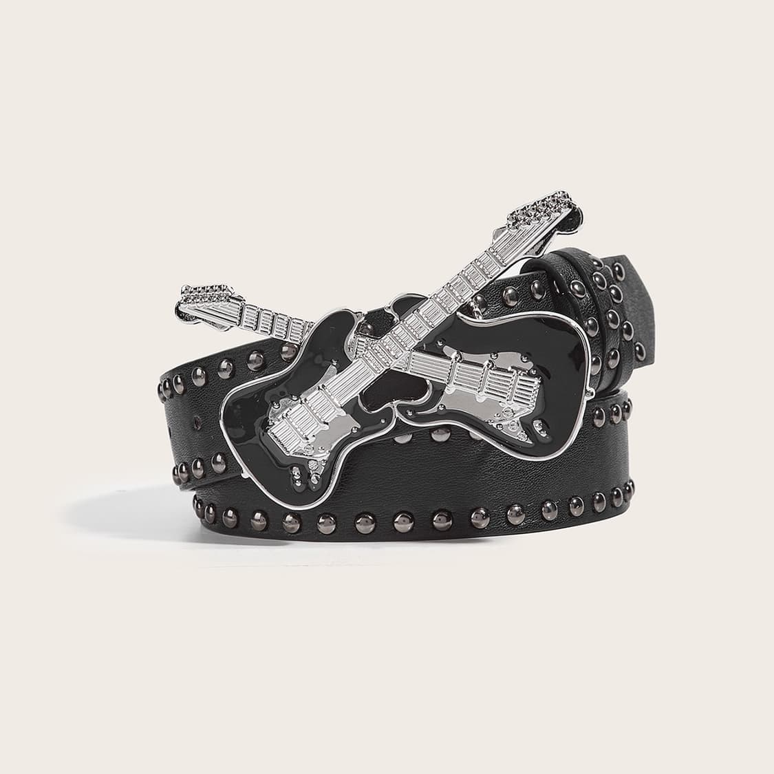 Punk guitar stud black belt  상품이미지3