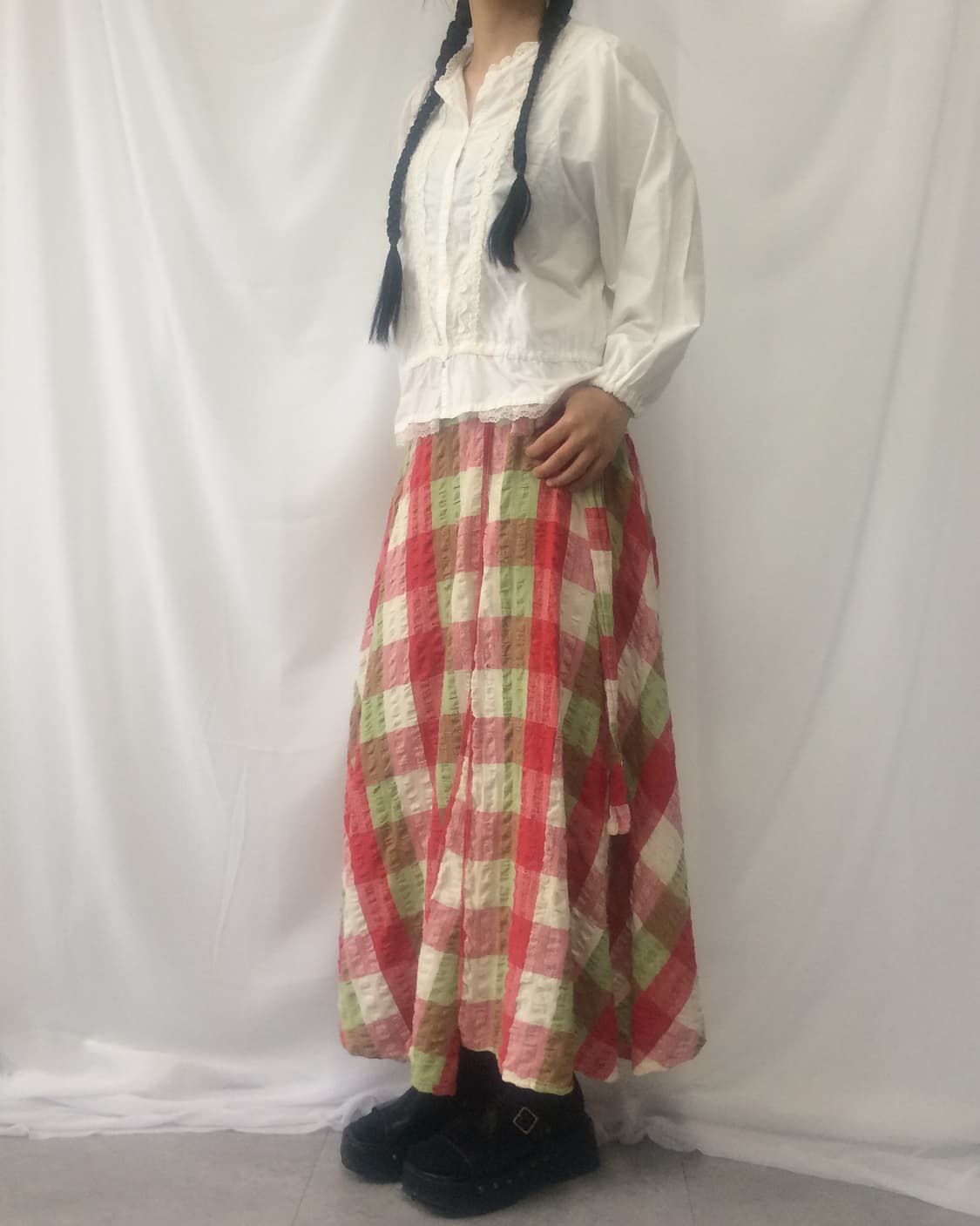 Check pattern wrap long skirt 상품이미지6