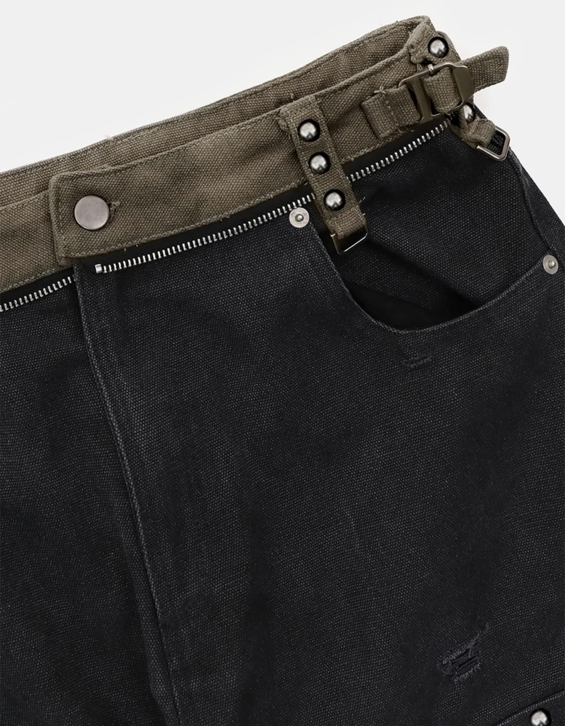 배드블러드 스터디드 카펜터 커브드 팬츠 - 블랙 상품이미지3