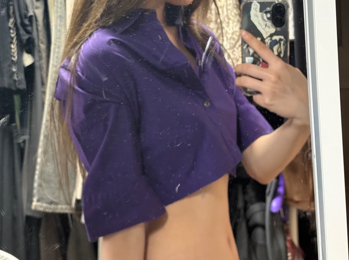 Ralph Lauren purple crop shirt 랄프로렌 크롭 상품이미지1