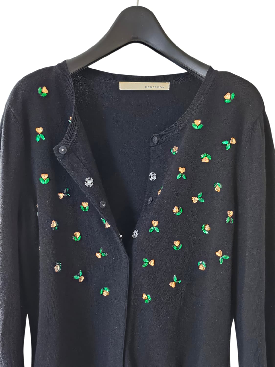 🌸 레니본 비즈 플라워 블랙 가디건 55-55반 | 로맨틱 봄 니트 상품이미지5