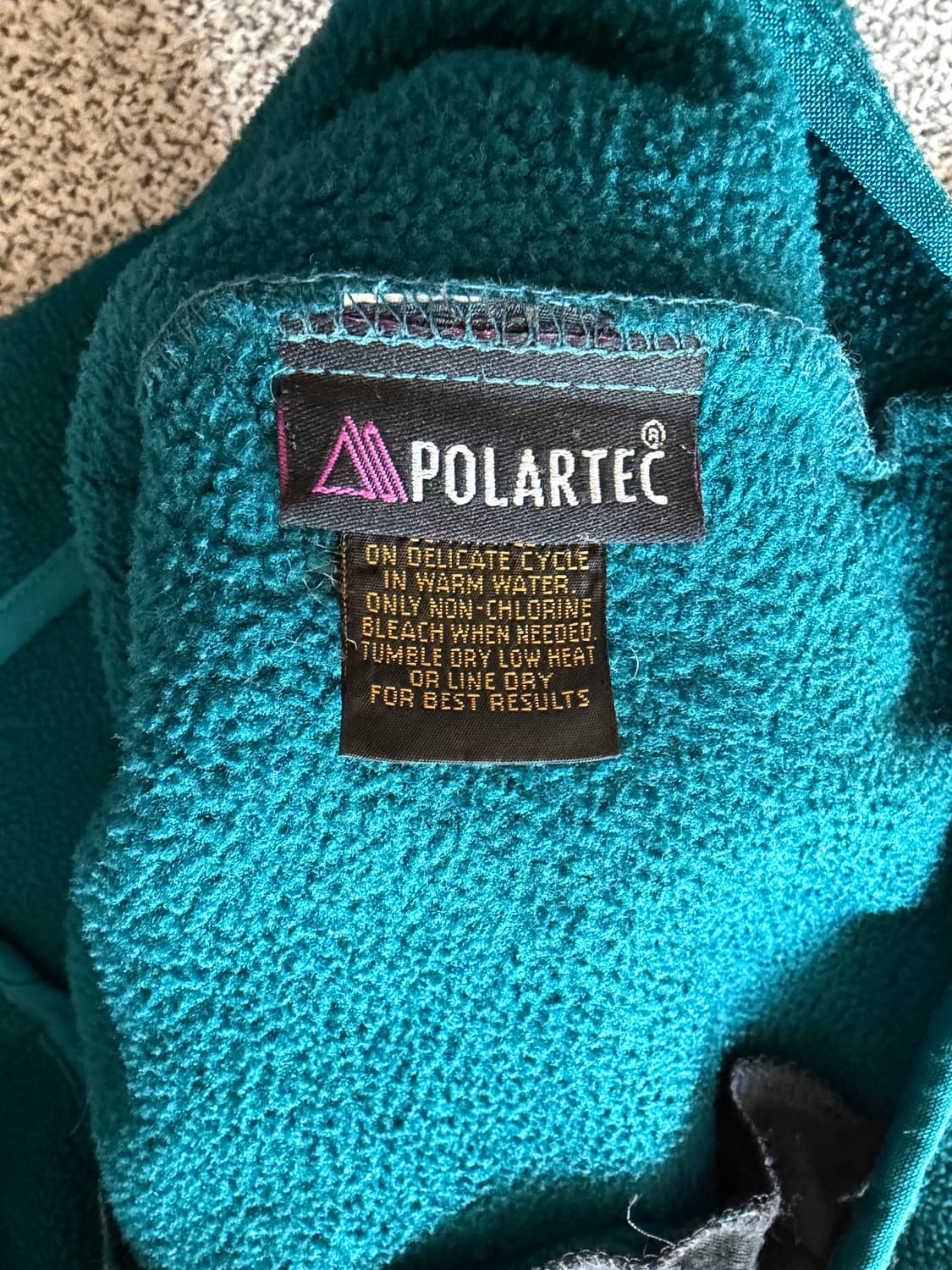 90s 빈티지 에디바우어 폴라텍 쿼터 집업 아쿠아틸 xl us메이드 상품이미지4