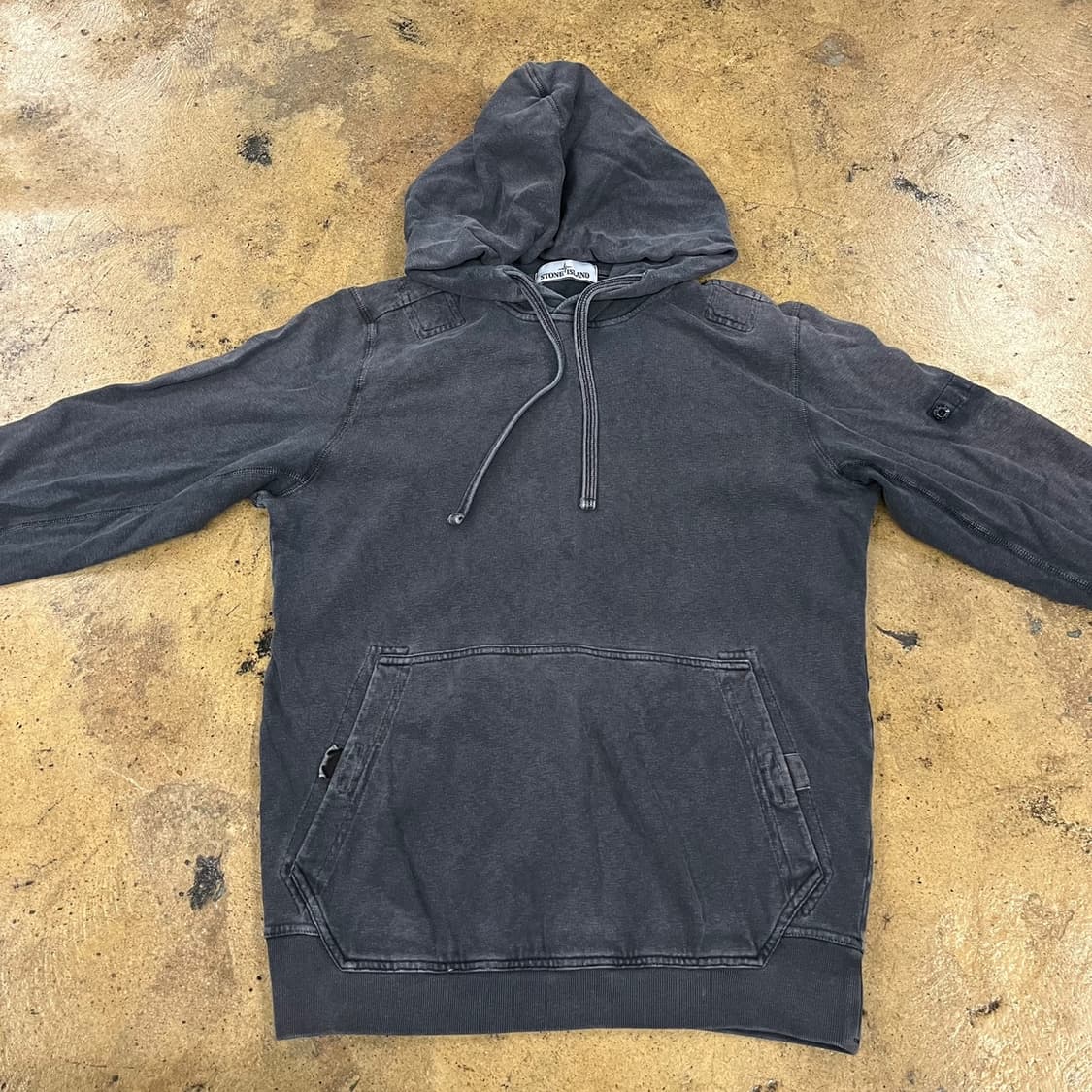 [정품/M] 스톤아일랜드 워싱 후드티 블랙 b8 상품이미지3