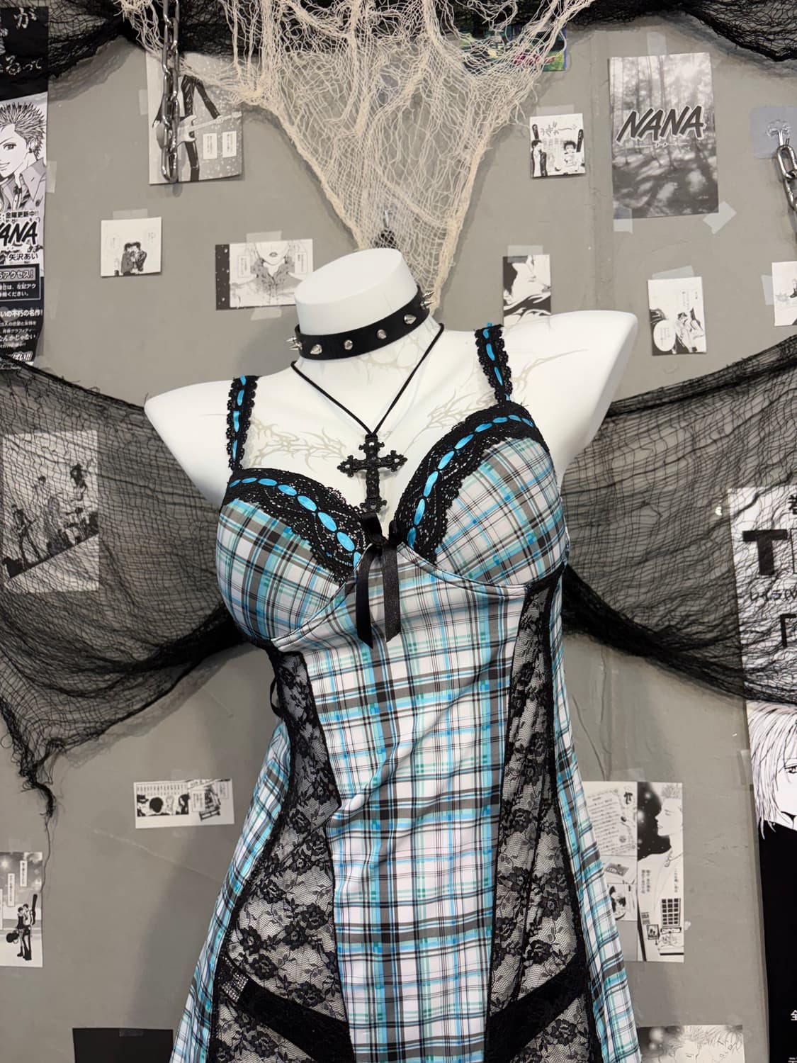 Gothic check lace sheer slip one-piece 상품이미지9