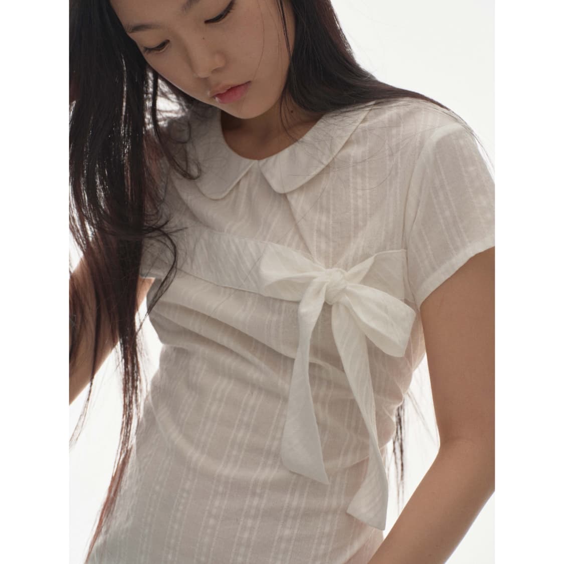 코이세이오 보우 블라우스 화이트 상품이미지5