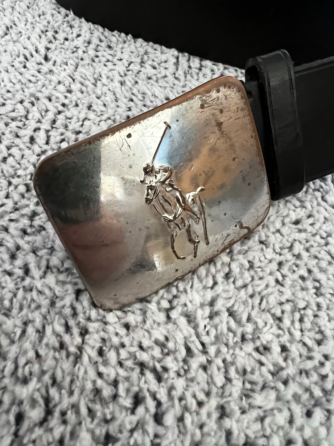 폴로 랄프 로렌 포니 로고 플라크 가죽 벨트 상품이미지2