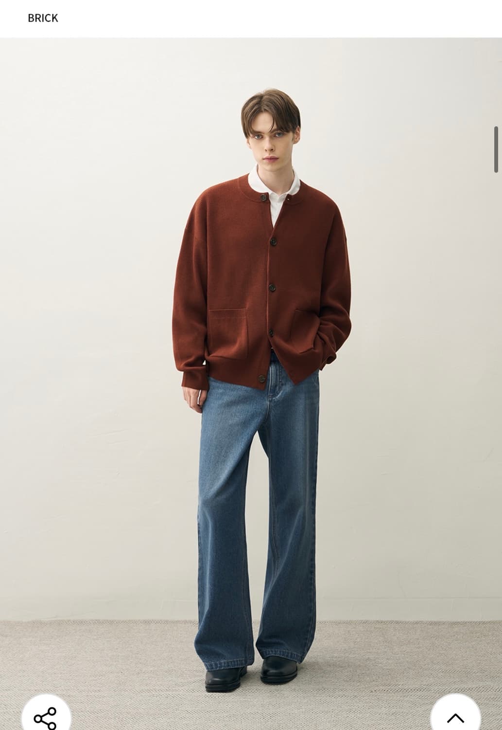 (XL) 드로우핏 오버사이즈 울 라운드 가디건 [BRICK] 판매 상품이미지4