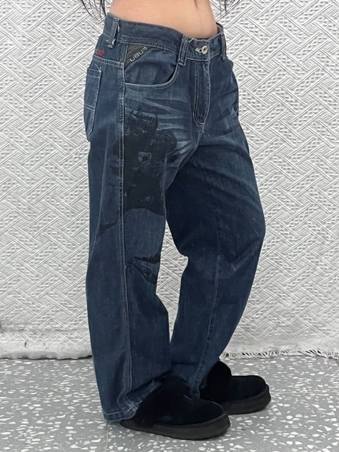 푸부 FUBU 올드스쿨 스트릿 펑크 프린팅 데님팬츠 32인치 C10237 상품이미지1