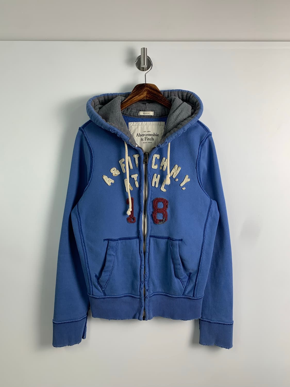 아베크롬비 y2k 와투케 스카이블루 헤비코튼 후드집업 상품이미지2