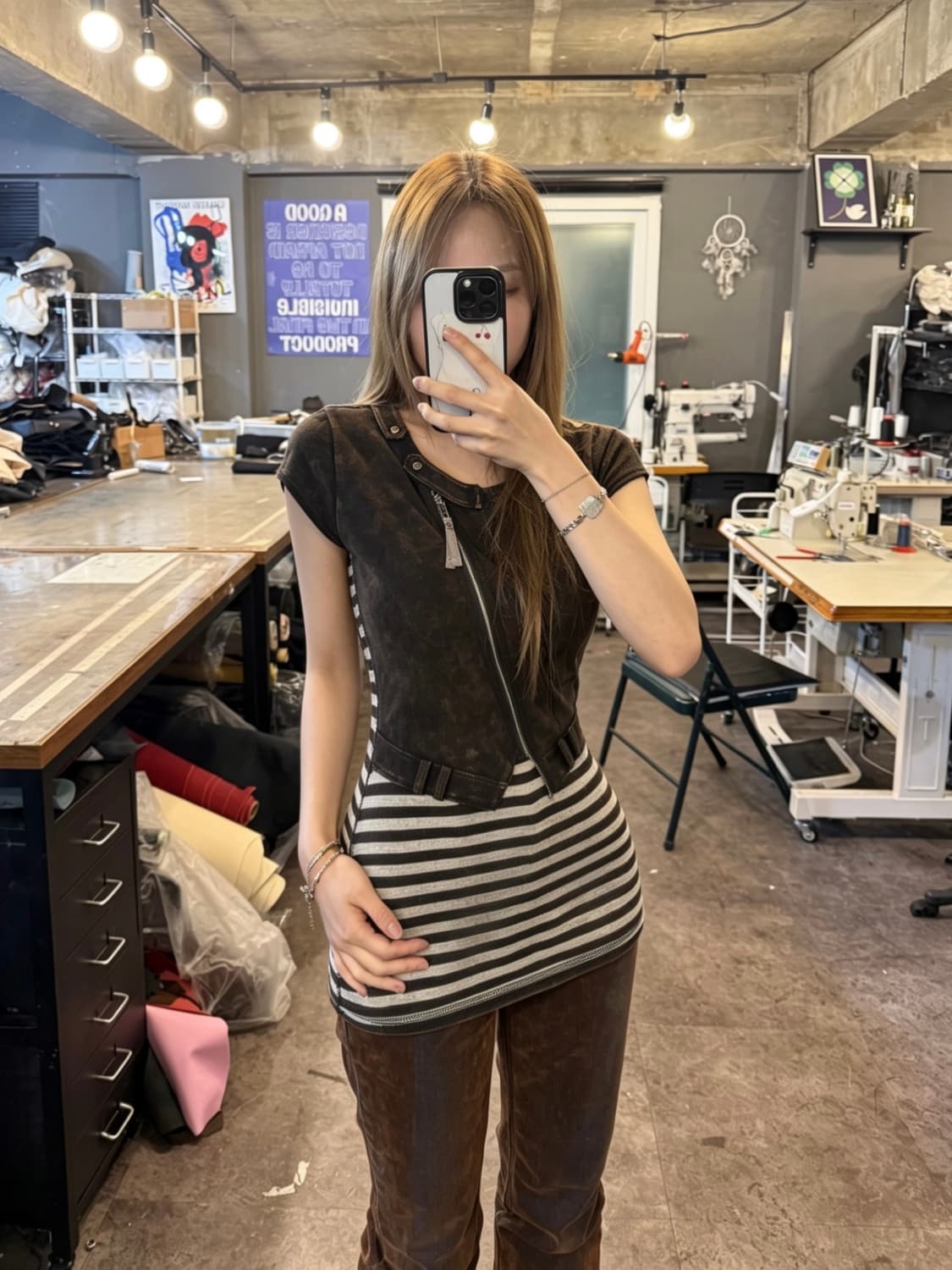 Karen Millen Layered Biker Tee  상품이미지2