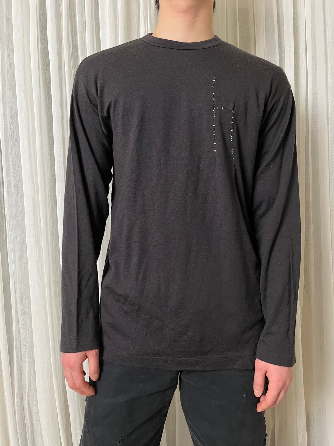 90s 꼼데가르송 옴므 울 컷앤소 다나카옴므 롱슬리브 울티셔츠 상품이미지1