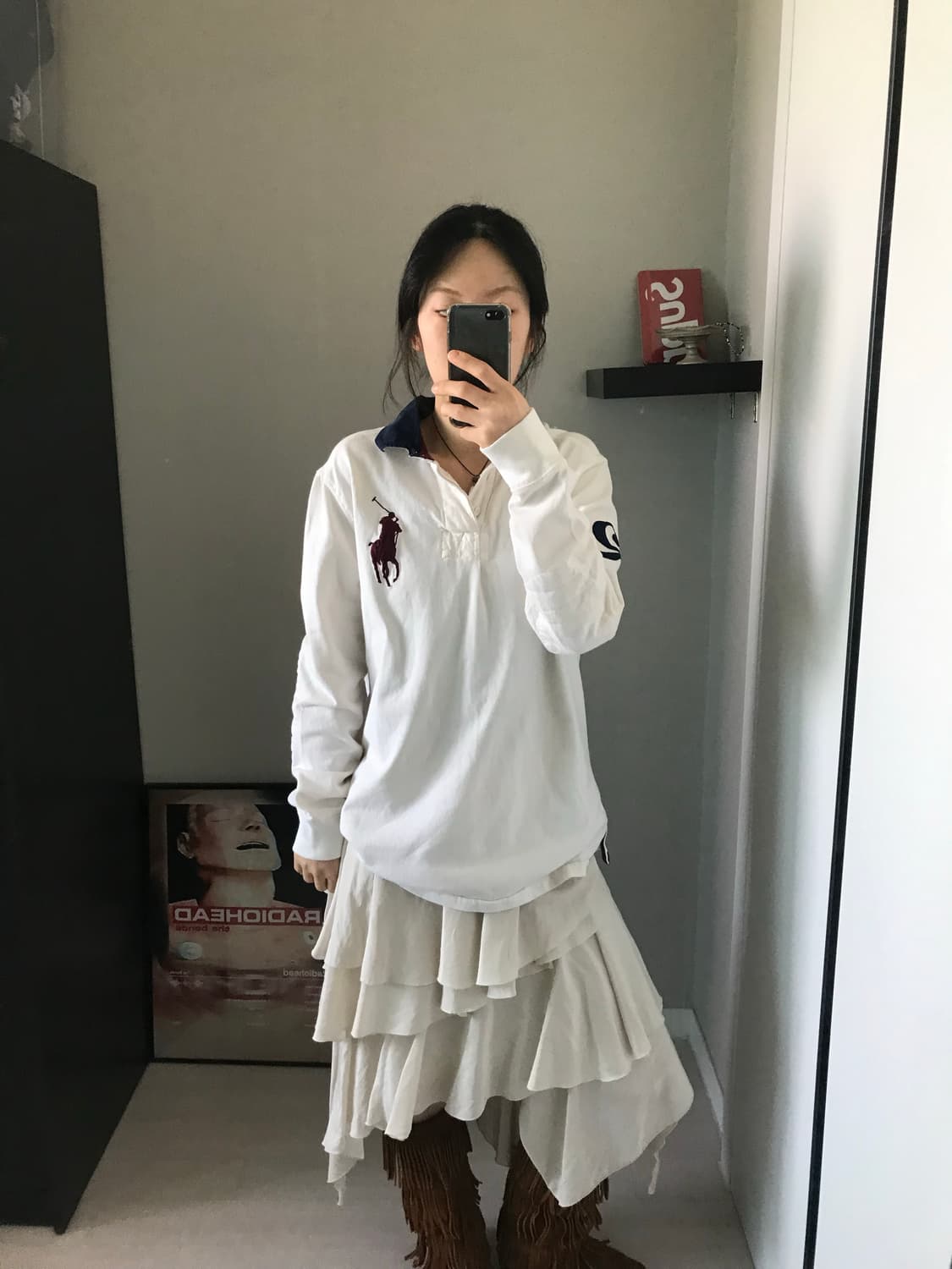 폴로 랄프로렌 빅포니로고 커스텀핏 화이트 럭비티 상품이미지1