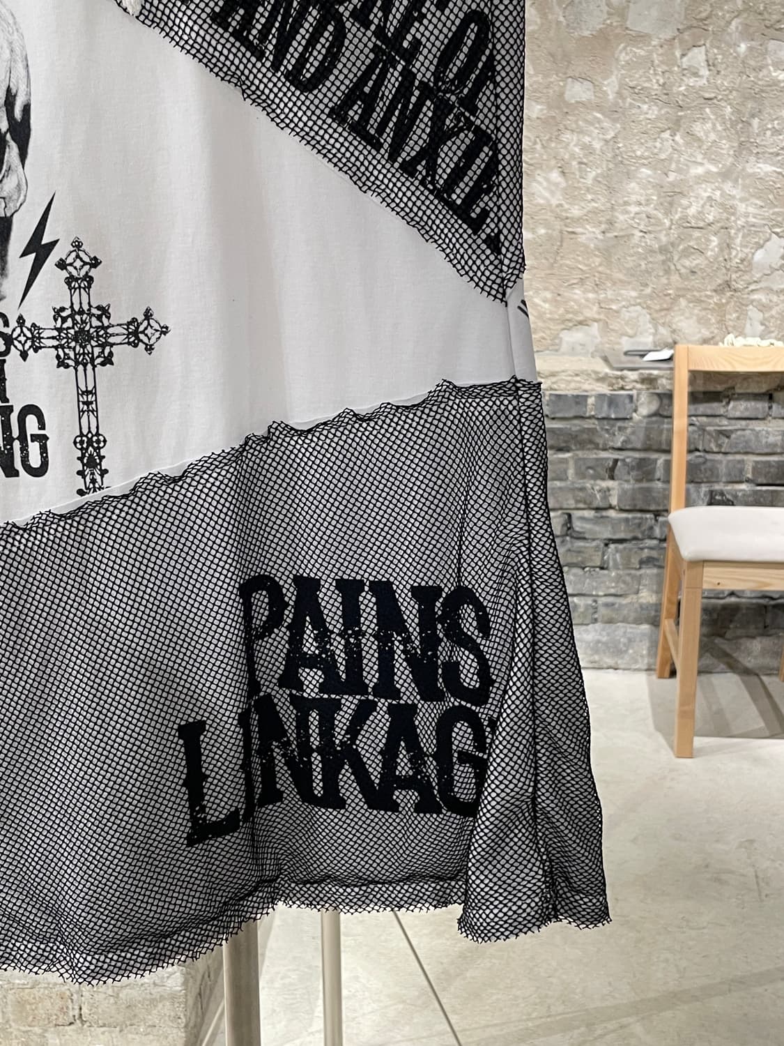 고스트 오브 할렘 화이트 y2k 스컬 네트 펑키 롱 스커트 상품이미지5