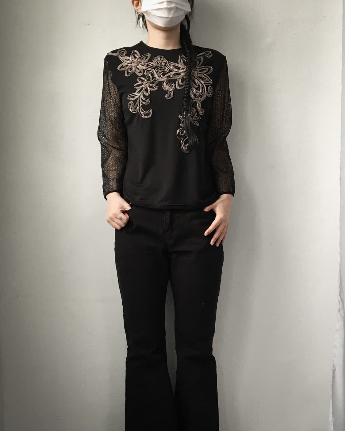 Pattern point mesh sleeve 상품이미지1