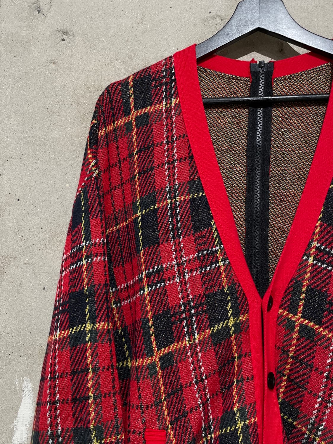 언더커버 레드 플레이드 체크 버튼 가디건 상품이미지2