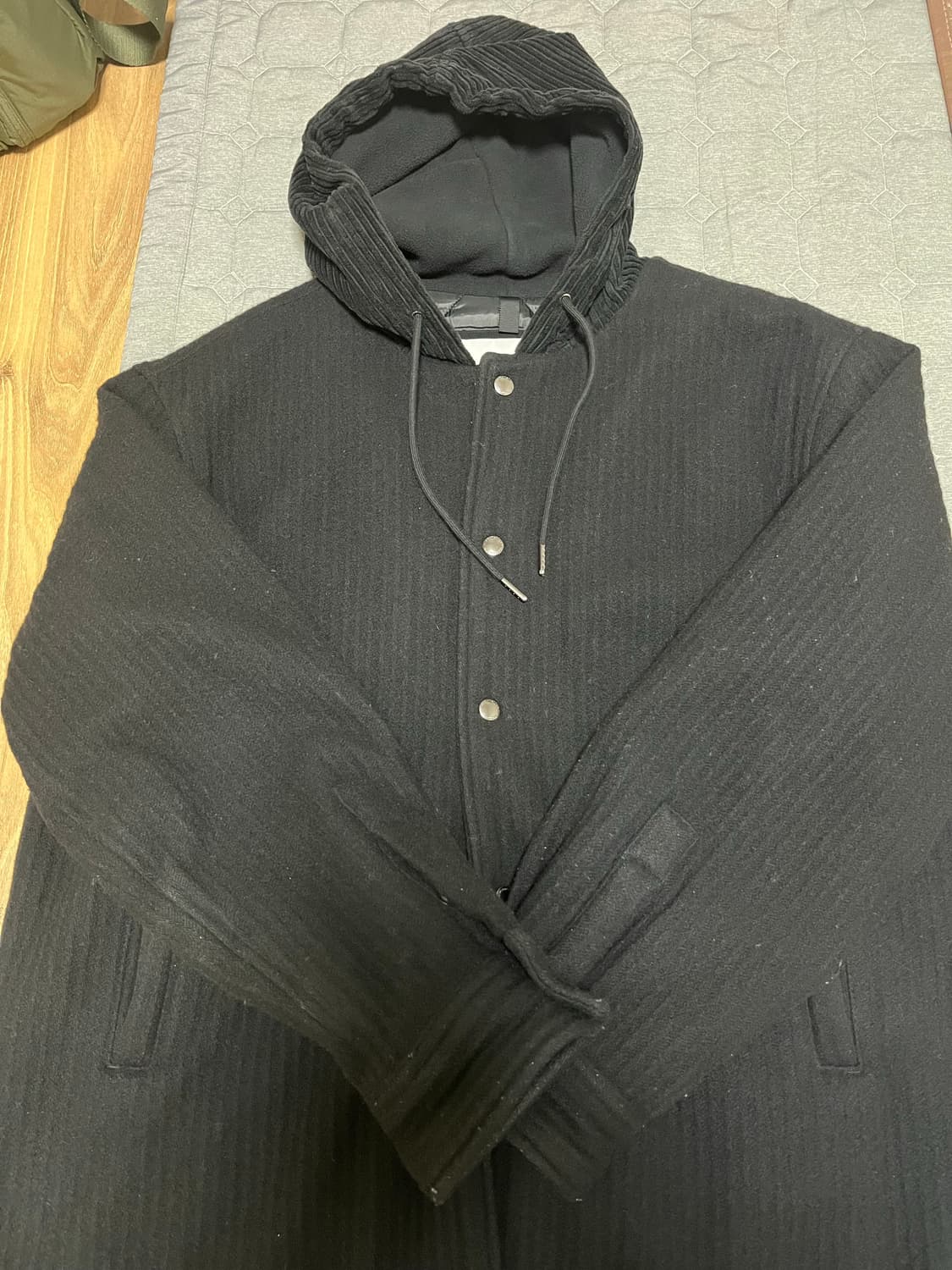 커스텀멜로우 블랙 울 후드 자켓코트 105사이즈 상품이미지1