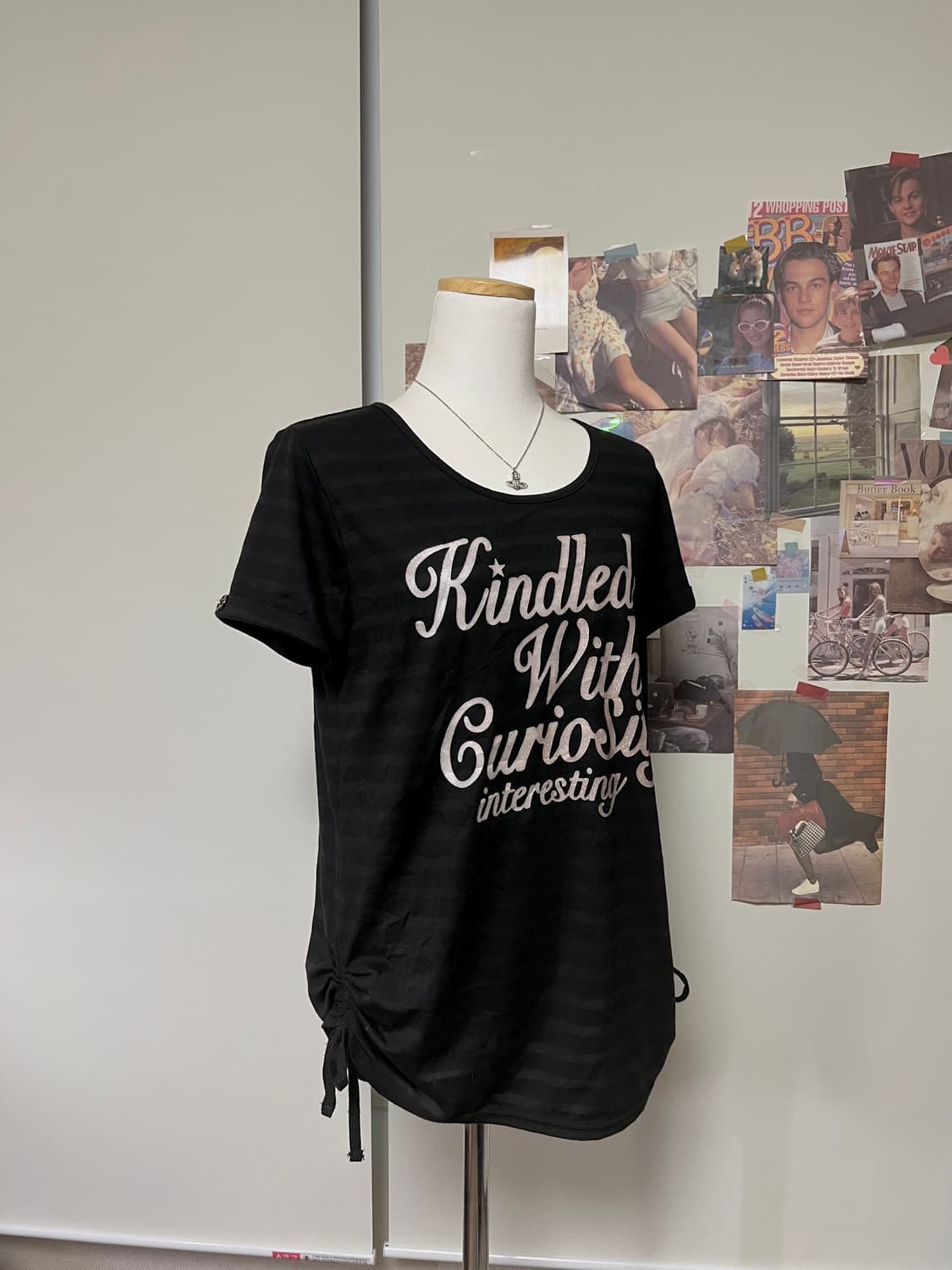 빈티지 스트라이프 프린팅 셔링 반팔 상품이미지1