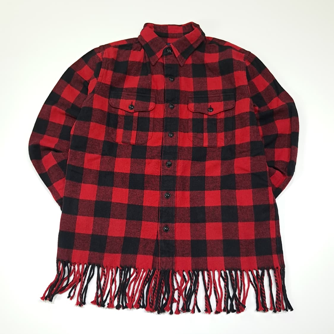 CL064 XS 폴로 랄프로렌 버팔로 체크 & 프린지 헴 웨스턴 플란넬 상품이미지1