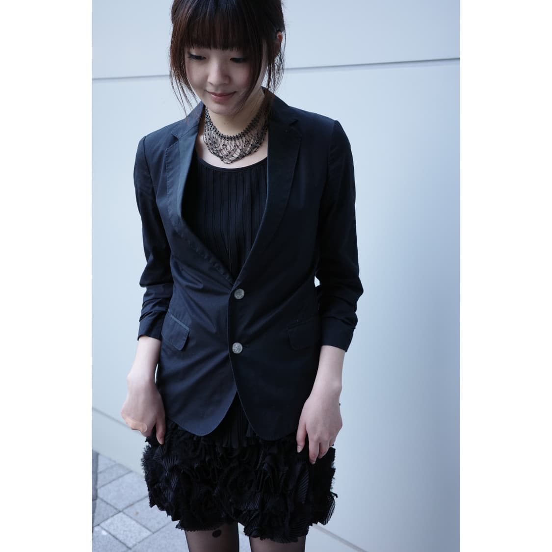 빈티지 블랙 실크 플리츠 원피스 상품이미지3