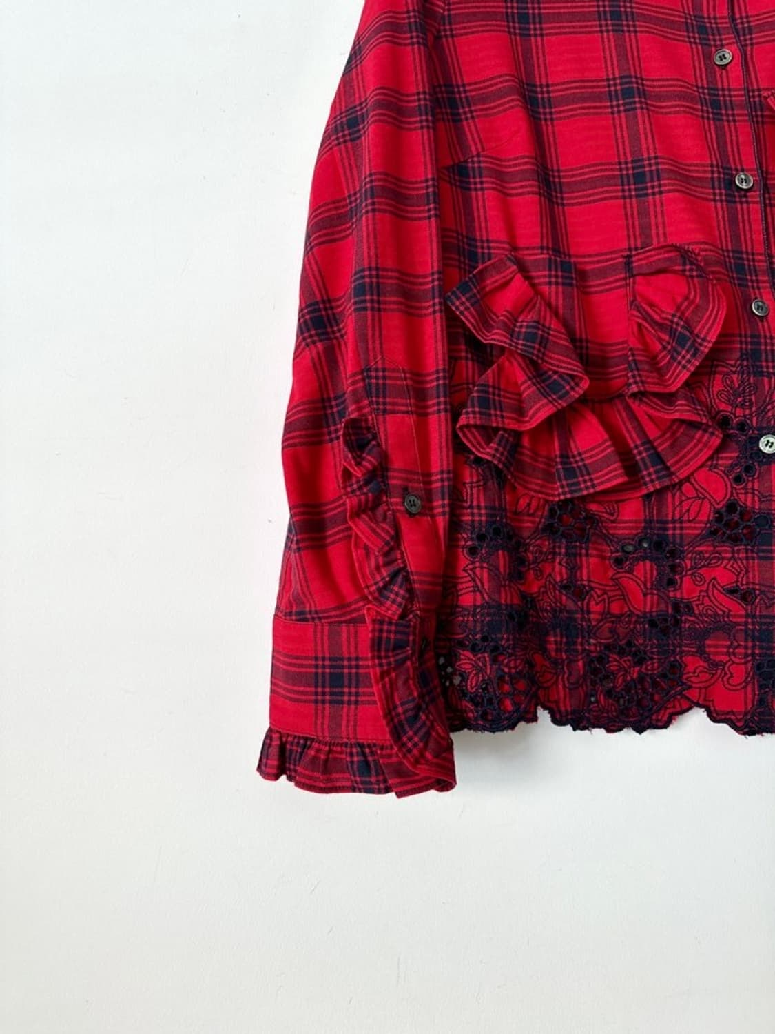 O'2nd chcek ruffle shirt / red 상품이미지7