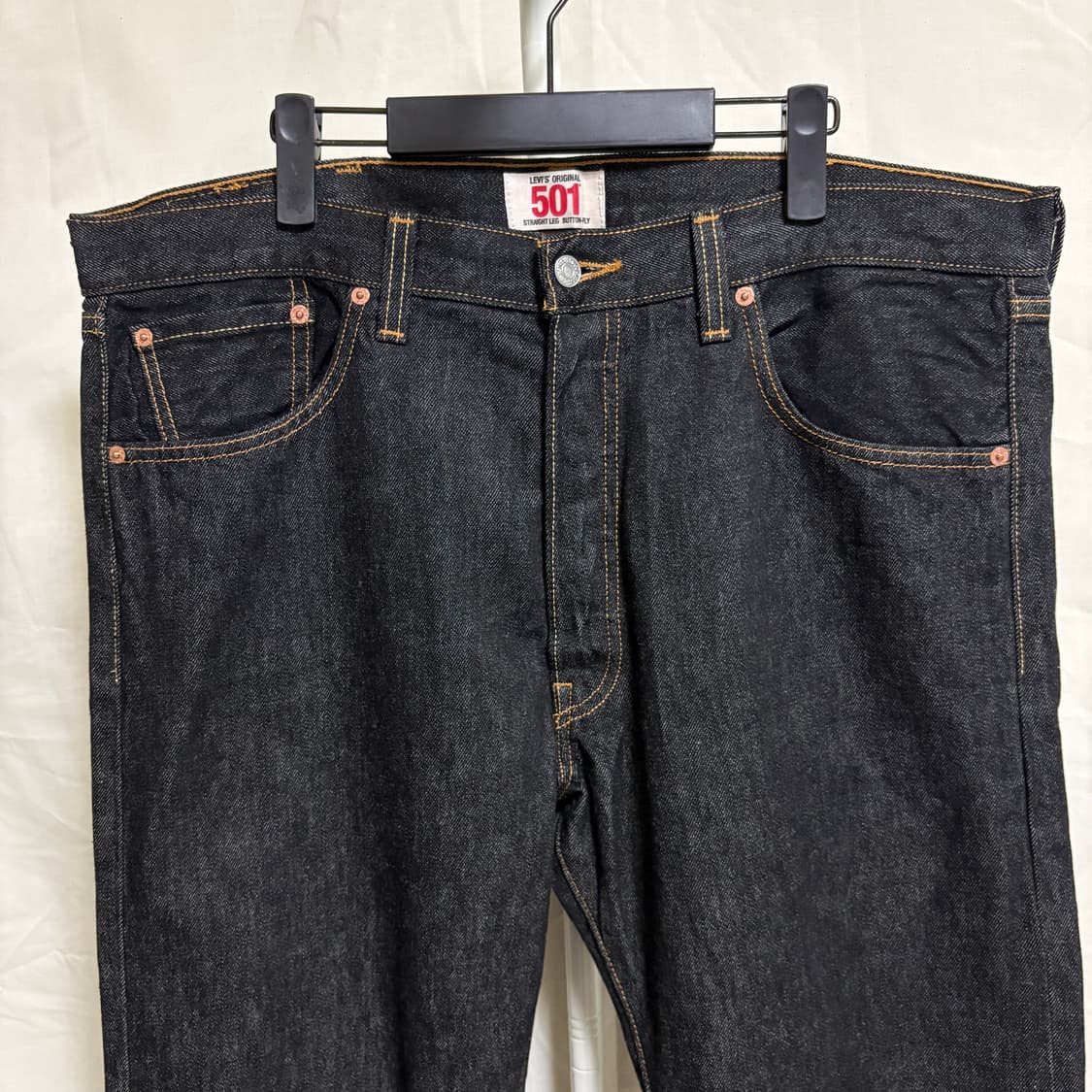 리바이스 501 스트레이트 블랙 생지 데님팬츠 / W38, L30 상품이미지2