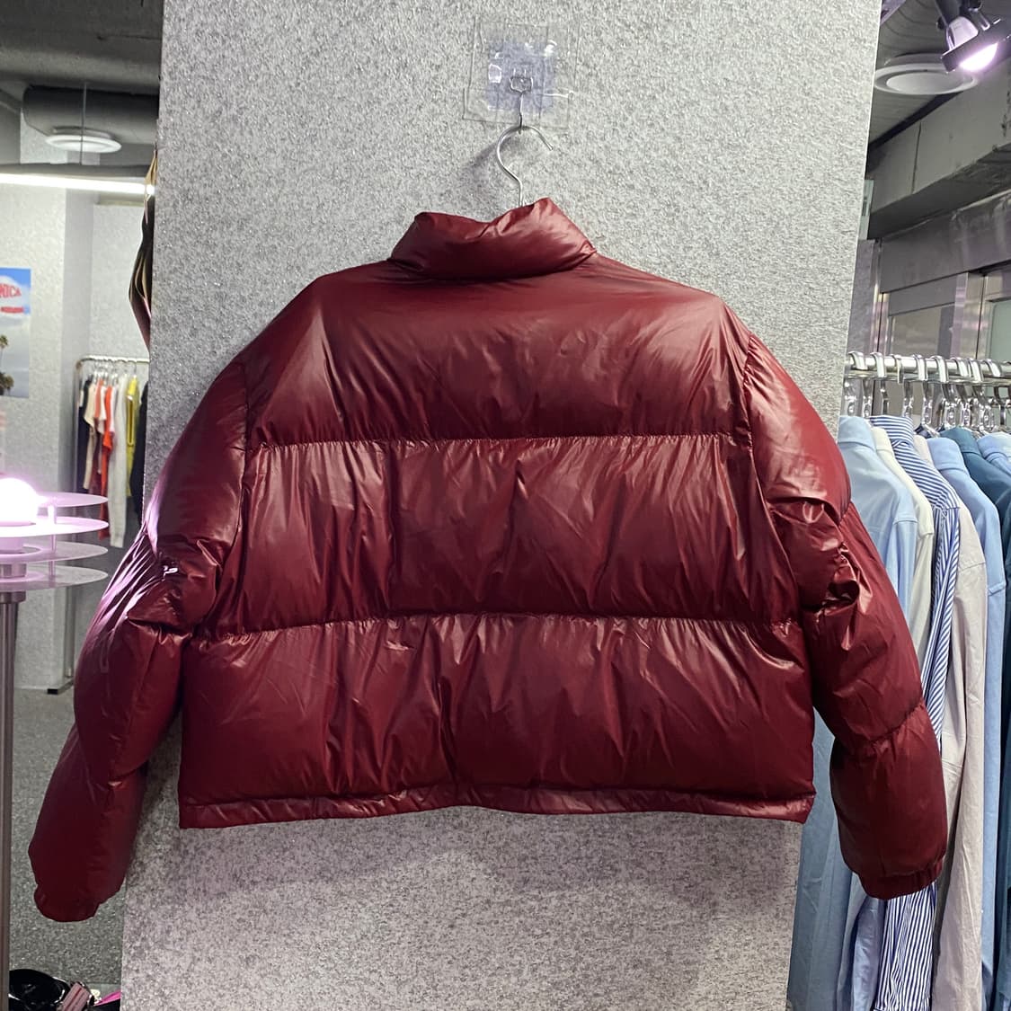 코드그라피 버건디 나일론 세미크롭 패딩 B3292 상품이미지4