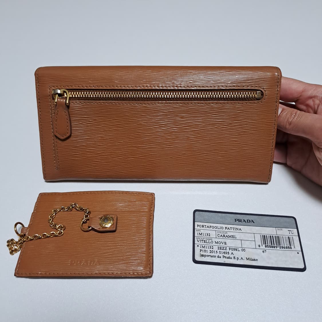 [100%/정품] 프라다 비텔로 무브 플랩 장지갑 카라멜, 프라다지갑 상품이미지6