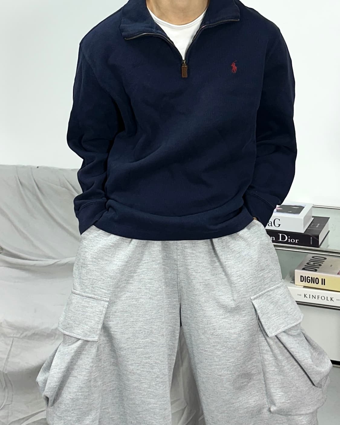 폴로 랄프로렌 네이비 니트 하프집업 L 상품이미지1