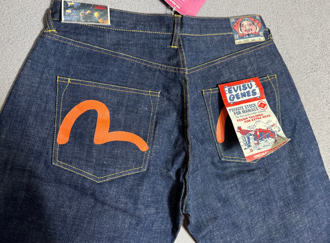 새상품 36 에비수 EVISU lot.0101 셀비지 데님 오렌지시걸로고 상품이미지1