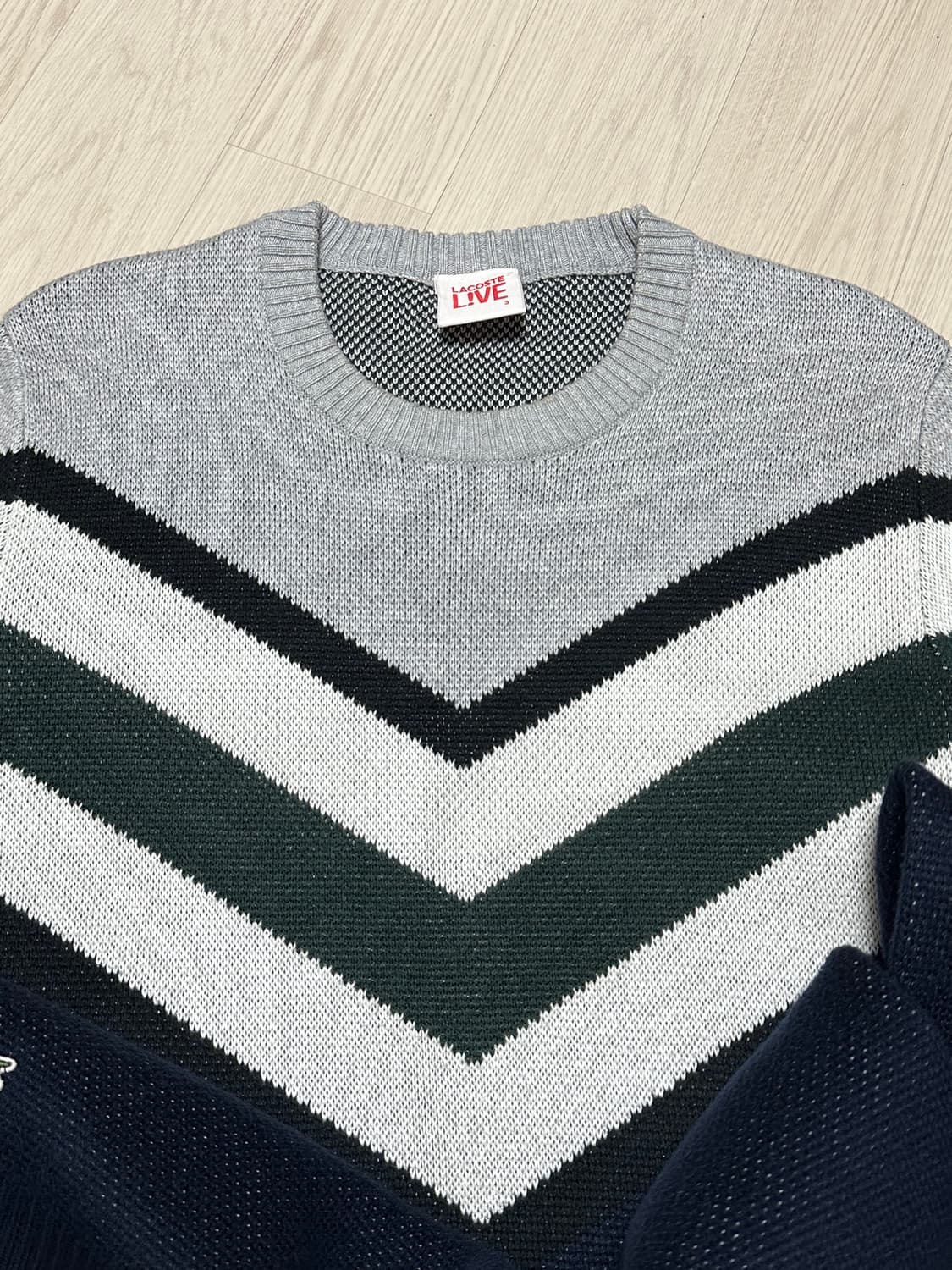 라코스테 LACOSTE 라운드넥 배색 코튼 니트 상품이미지5