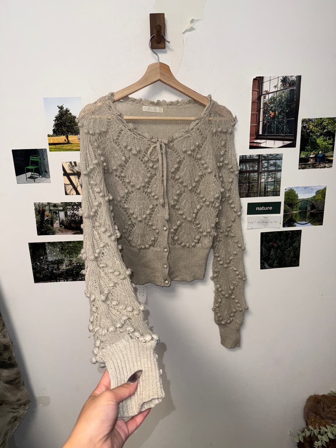 Light gray waffle pop loose crop 가디건 상품이미지4