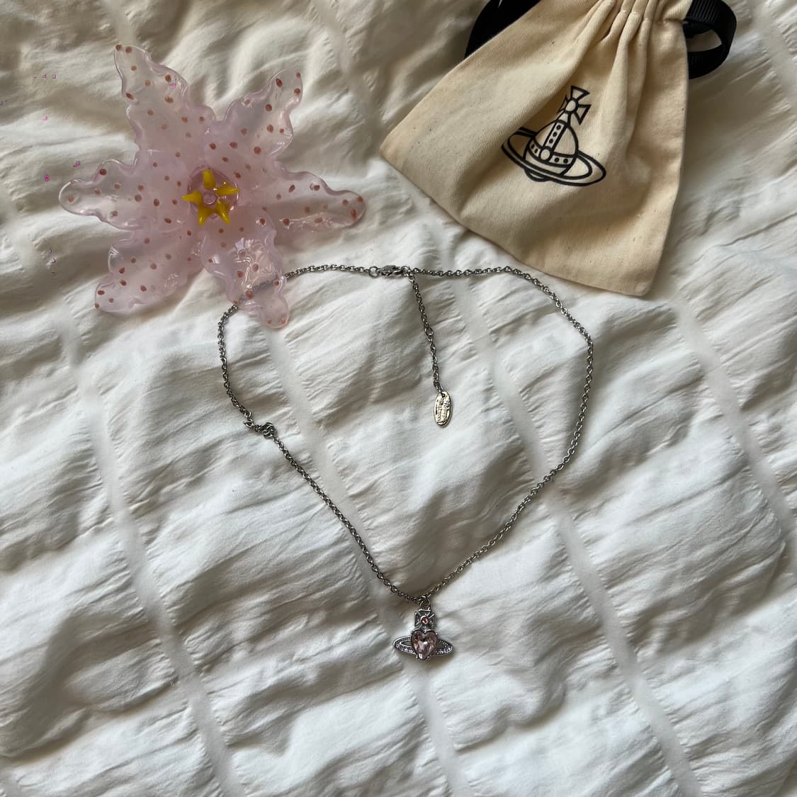 비비안웨스트우드 아리엘라 핑크 실버 목걸이 상품이미지4