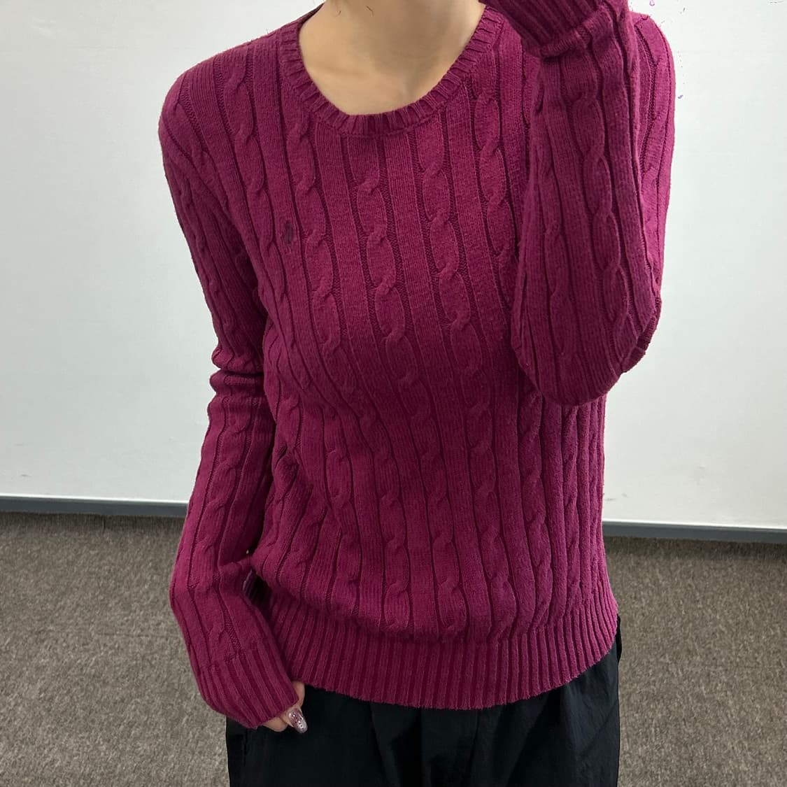 Polo 폴로 버건디 포니 케이블니트  상품이미지1