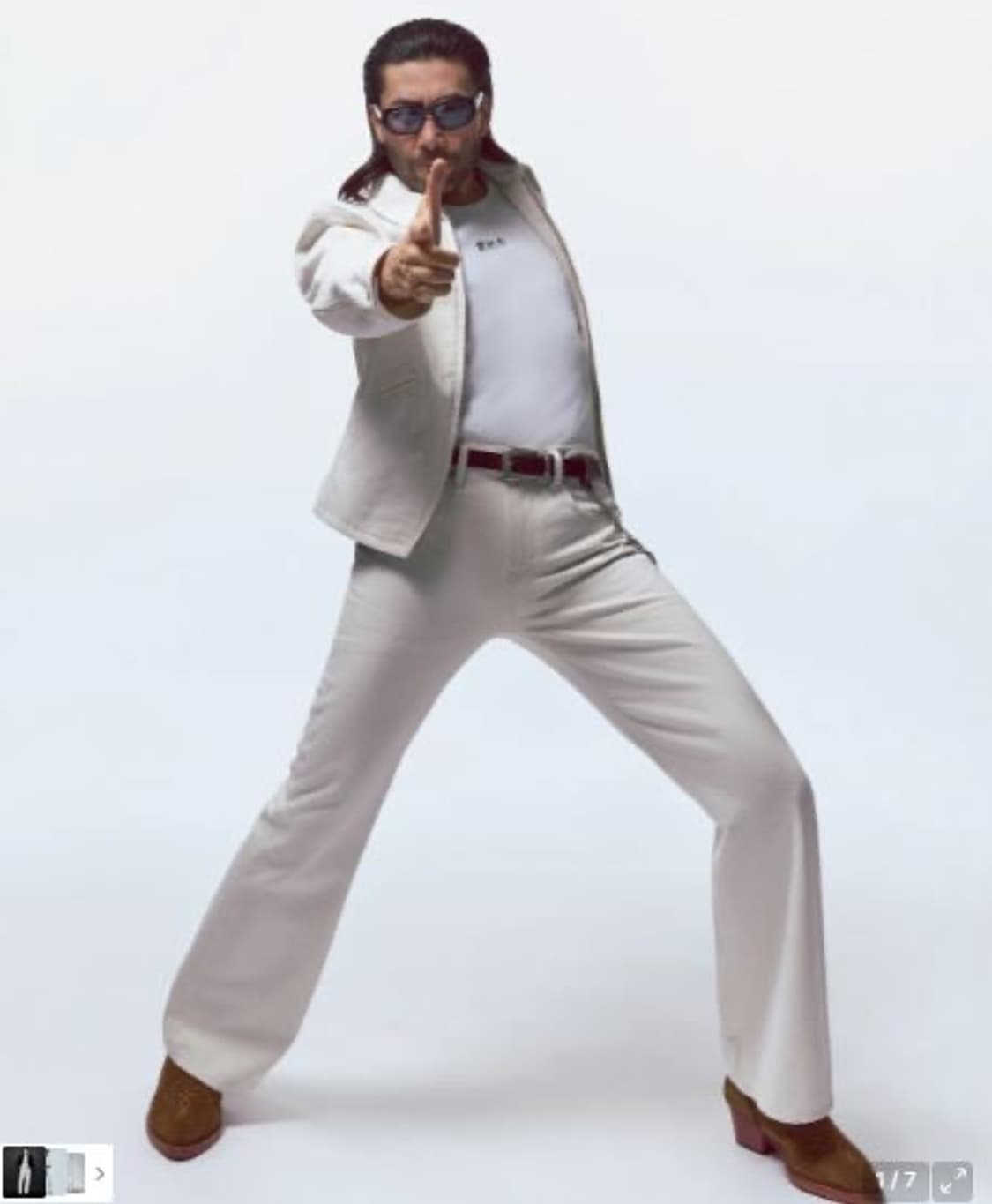 (새상품) 노홍철 럭키가이 플레어 크림 데님 팬츠 34 상품이미지1