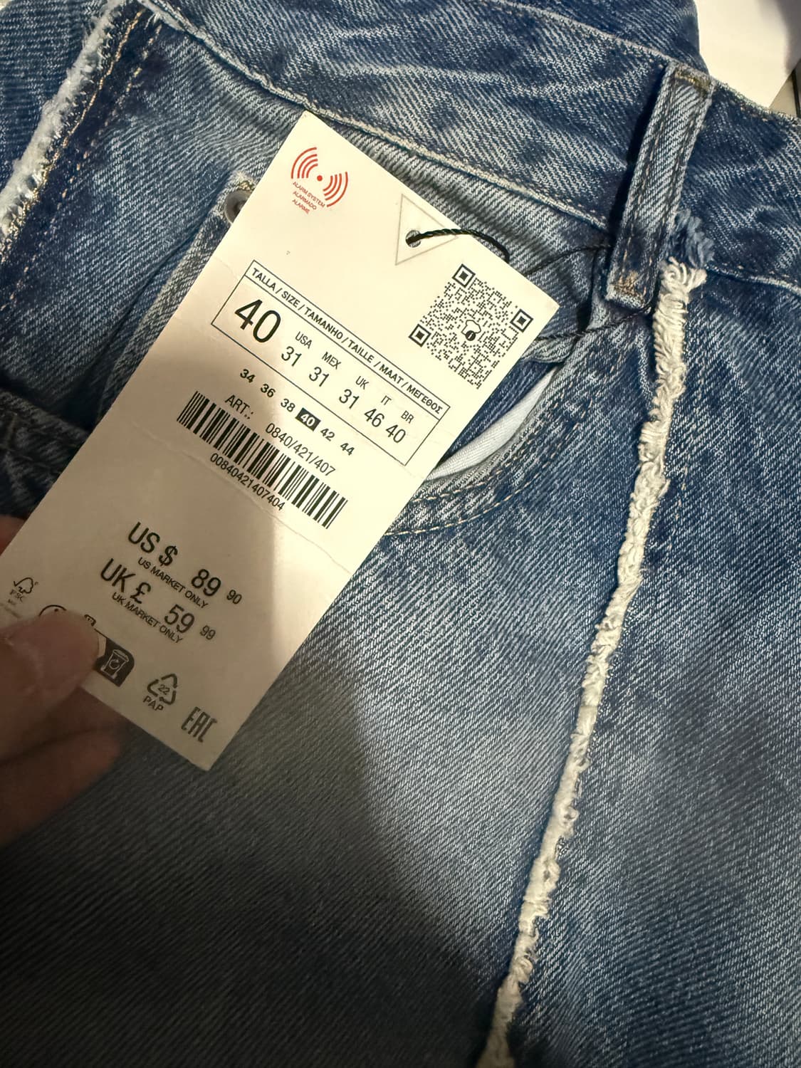 40사이즈 자라 배기핏 데님 팬츠 0840/421 상품이미지3