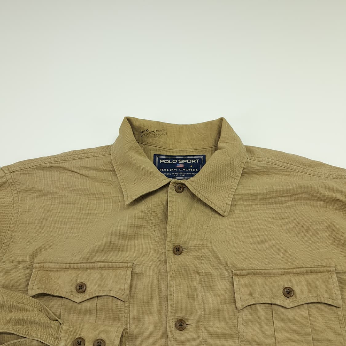 CN861 L 폴로 랄프로렌 사파리 베이지 유틸리티 하프오픈 셔츠 남방 상품이미지3
